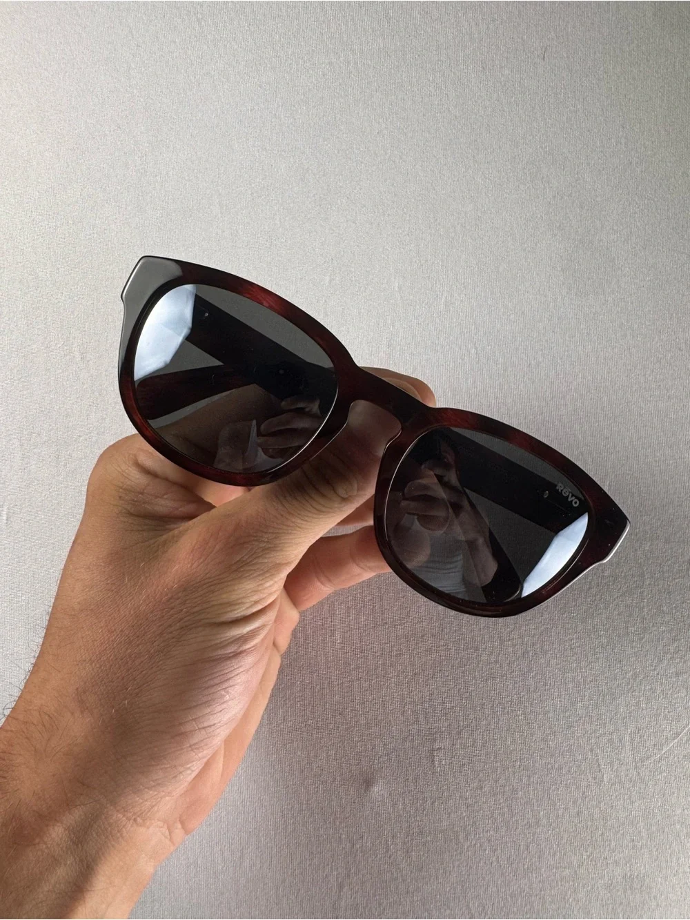 NEW! REVO Zinger 2 RE 1236 06 GY Shiny Red Havana Polarized Grey Mirror Lens uni